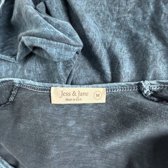 Jess & Jane Women Mineral Washed Tunic Top Medium Blue Pockets 3/4 Sleeve Casual - Picture 3 of 7